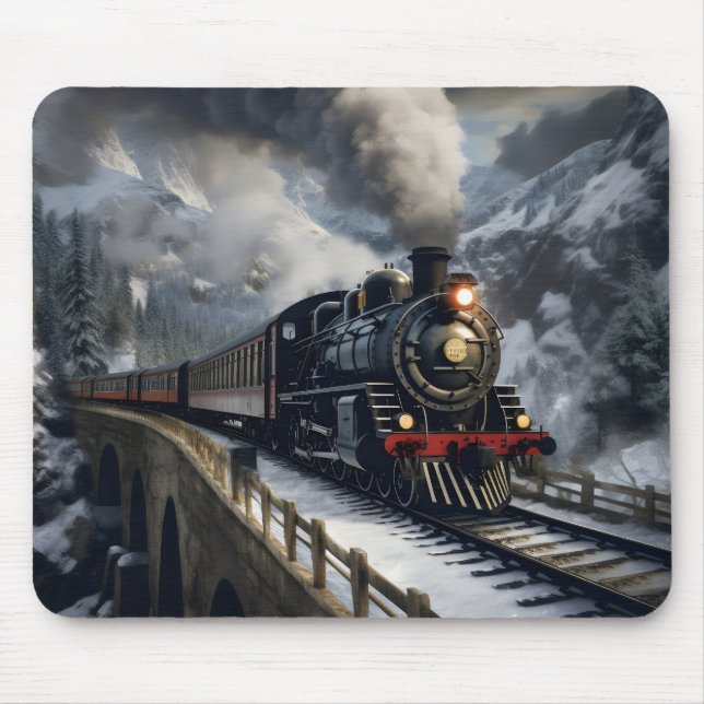 Train in Mountains Mouse Pad (Front)