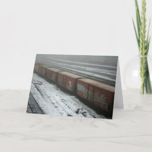 Train in snow card