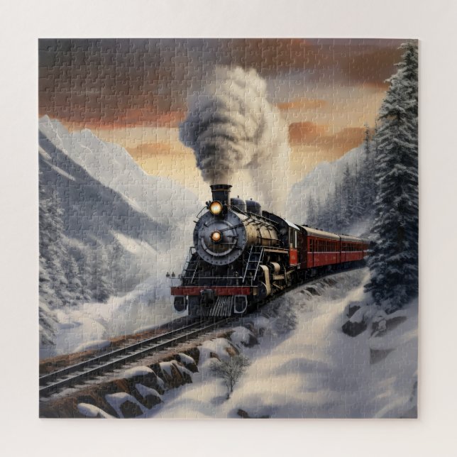 Train in Snowy Mountains Jigsaw Puzzle (Vertical)