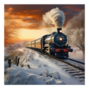 Train in Winter Evening Photo Print