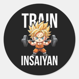 Train Insaiyan Anime Gym And Workout Motivational Classic Round Sticker