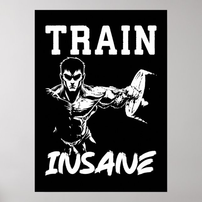 Train Insane - Anime Bodybuilding Gym Workout Poster (Front)