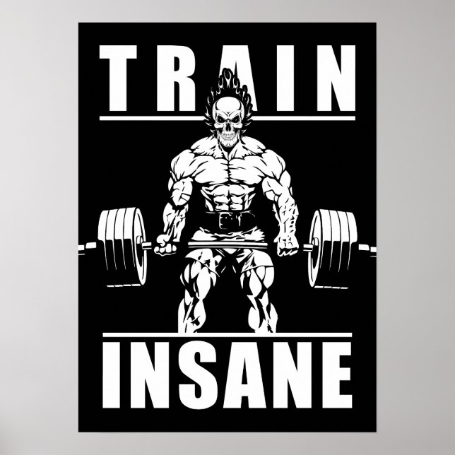 Train Insane - Gym Workout Motivational Poster (Front)