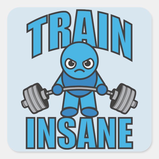 TRAIN INSANE Kawaii Weightlifter Deadlift Workout Square Sticker (Front)
