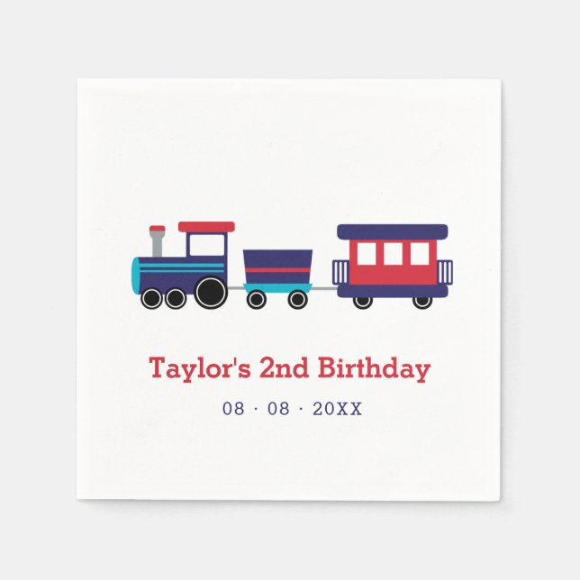 Train Kids Birthday Paper Napkins (Front)
