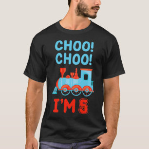 Train Kids I'm Three 5th Birthday Boys Locomotive T-Shirt