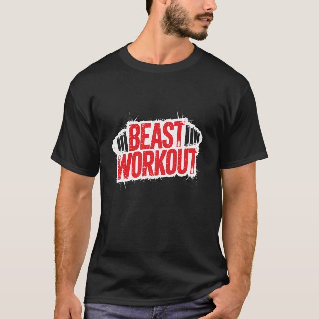 Train Like a Beast – No Excuses Gym Tee (Front)