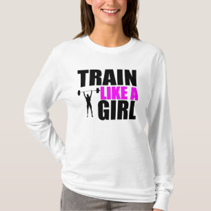 Train Like a Girl - Ladies Fitness Hoodie T-Shirt