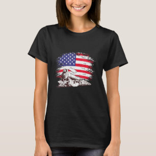 Train Locomotive Engine Usa American Flag 4th Of J T-Shirt