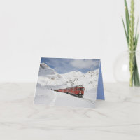 Train Locomotive Winter Mountains Photo Note