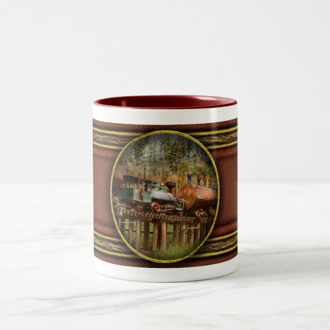 Train - Logging - The morning dump 1890 Two-Tone Coffee Mug (Center)