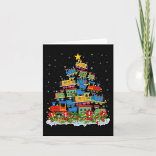 Train Lover Xmas Tree Santa Christmas Train Card