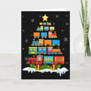 Train Lover Xmas Tree Santa Christmas Train Card