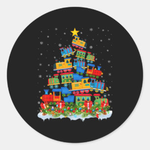 Train Lover Xmas Tree Santa Christmas Train  Classic Round Sticker