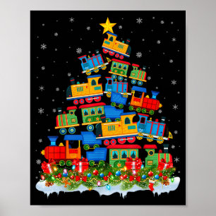 Train Lover Xmas Tree Santa Christmas Train  Poster