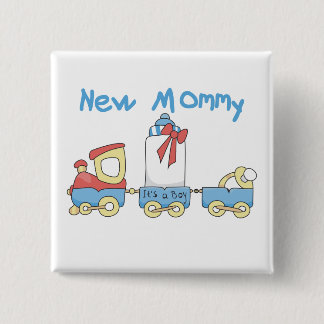 Train New Mummy of Boy tshirts and Gifts 15 Cm Square Badge