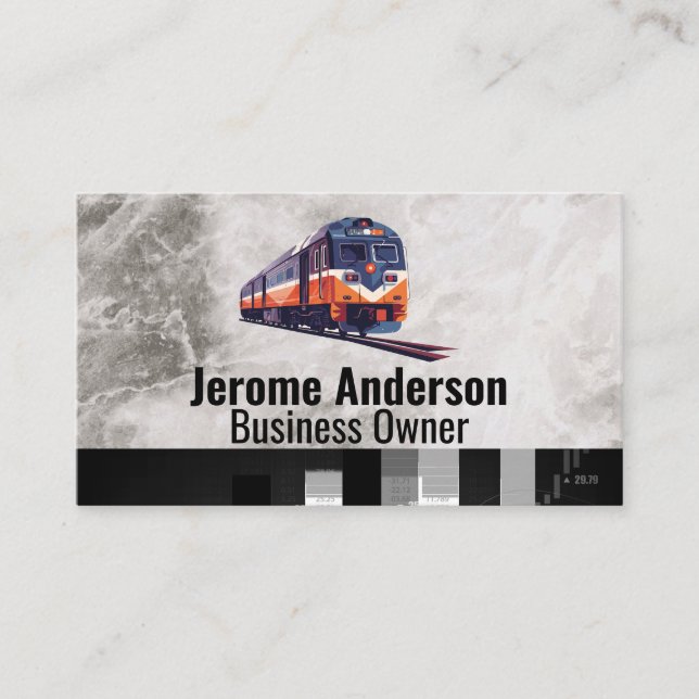 Train on Railroad Tracks Business Card (Front)
