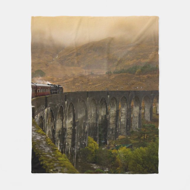 TRAIN ON RAILWAY AT DAYTIME FLEECE BLANKET (Front)