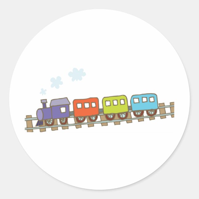 Train on Track Classic Round Sticker (Front)