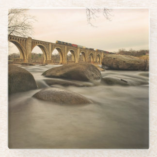 Train over James River Glass Coaster