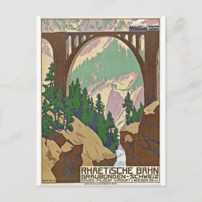 Train over the bridge, Graubünden, Switzerland Postcard (Front)