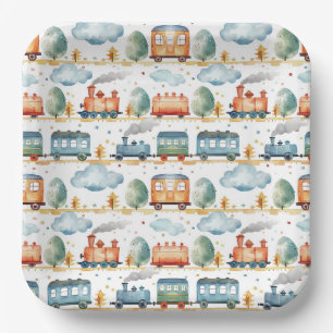 Train paper plate