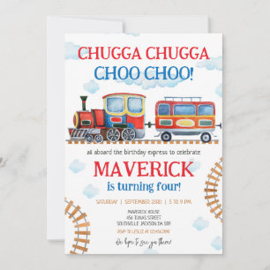 Train Party Kids Boy Birthday Invitation