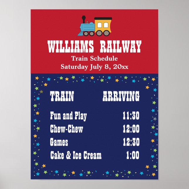 Train Party Schedule Poster (Front)