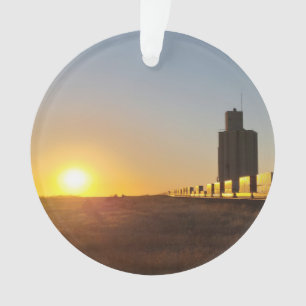 Train Passing a Grain Elevator Ornament