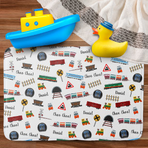 Train Pattern Little Boy First Name Choo Choo Kids Bath Mat