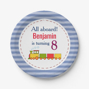 Train Personalised Any Age Birthday Paper Plate