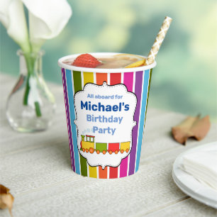 Train Personalised Birthday  Paper Cups