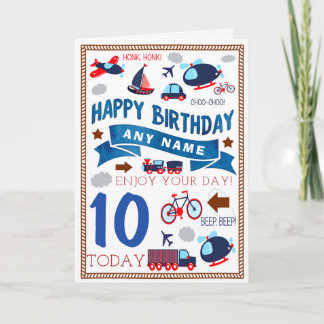 Train Plane Boat Car Personalised Birthday Card
