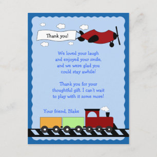 Train & Plane Flat Thank you card 4x5
