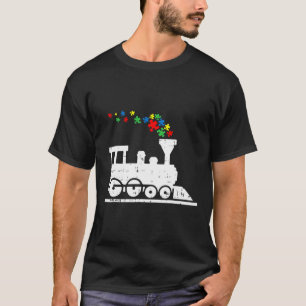 Train Puzzle Piece Autism Awareness Cute Boys Kids T-Shirt