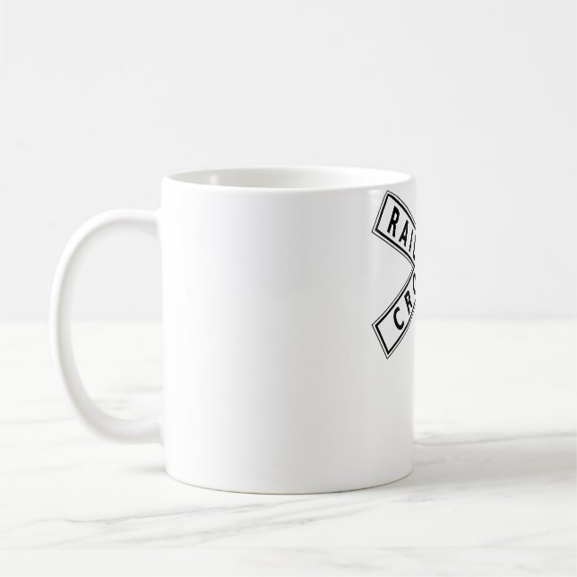 Train Railroad Crossing Sign Premium  Coffee Mug (Left)