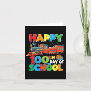 Train Railroad Happy 100th Day Of School Kids Boys Card