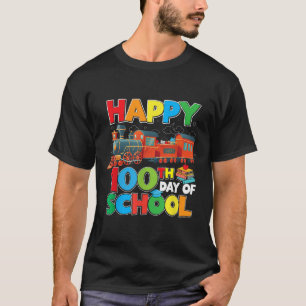 Train Railroad Happy 100th Day Of School Kids Boys T-Shirt