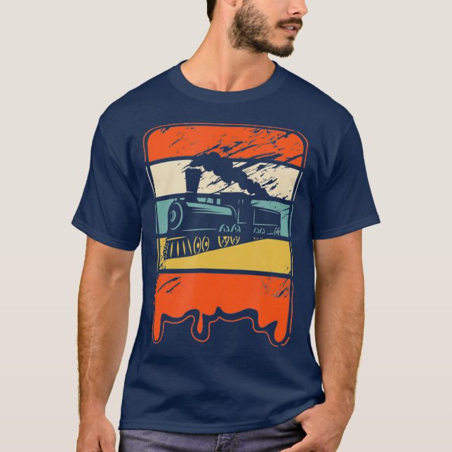 Train Railroad Locomotive Engineer Vintage Gift T-Shirt (Front)