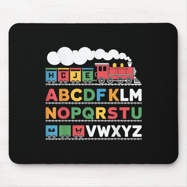 Train Railroad Lover Abc Alphabet A-z Abcs Kinderg Mouse Pad (Front)