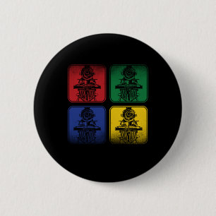Train RGBY Locomotive Train Driver Operator Gift 6 Cm Round Badge