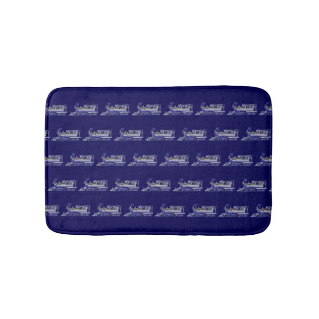 Train Ride (blue background) Bath Mat (Front)
