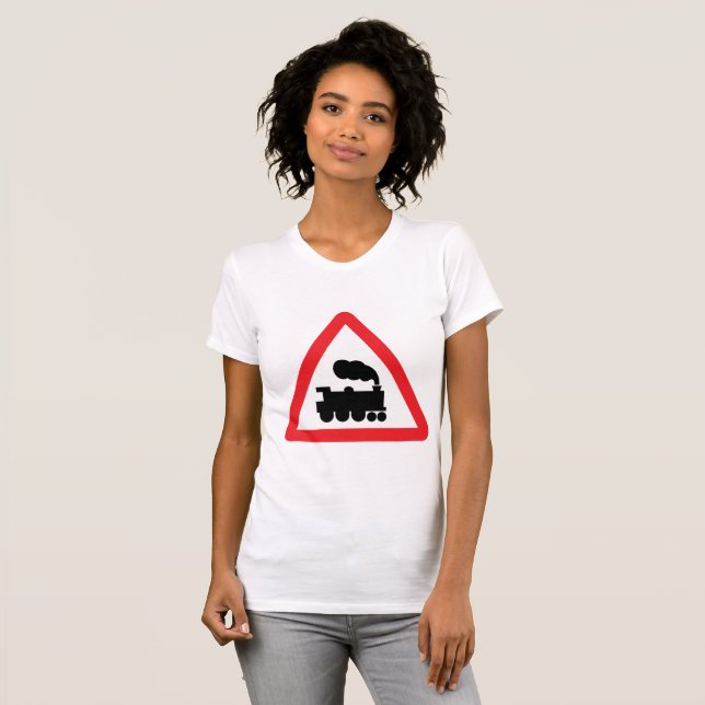 Train Road Sign Womens T-Shirt (Front Full)