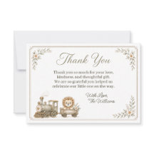 Train Safari Baby Sprinkle Thank You Card