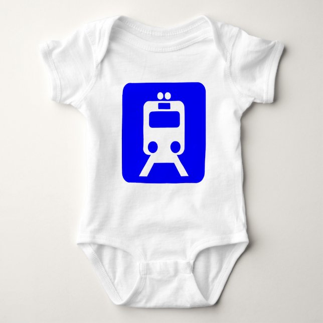 Train Sign - Blue Baby Bodysuit (Front)