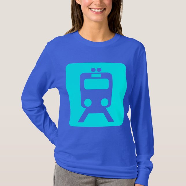 Train Sign - Cyan T-Shirt (Front)