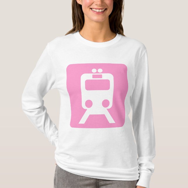 Train Sign - Pink T-Shirt (Front)