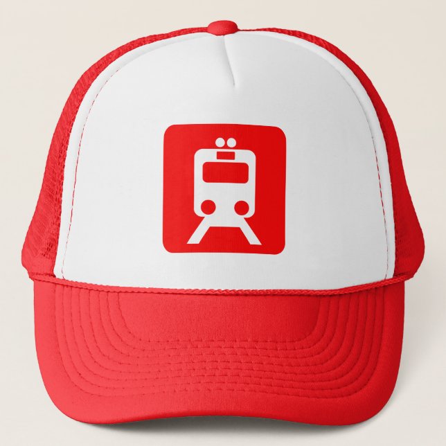 Train Sign - Red Trucker Hat (Front)
