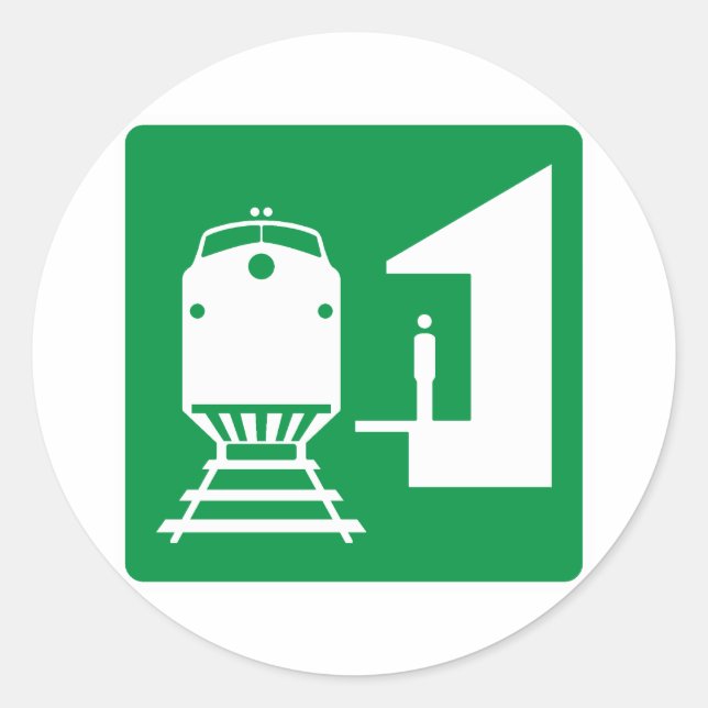Train Station Highway Sign Classic Round Sticker (Front)