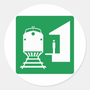 Train Station Highway Sign Classic Round Sticker